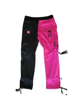 🐰 Get Lost Perv! Pink & black split cargo pants. ⛓️